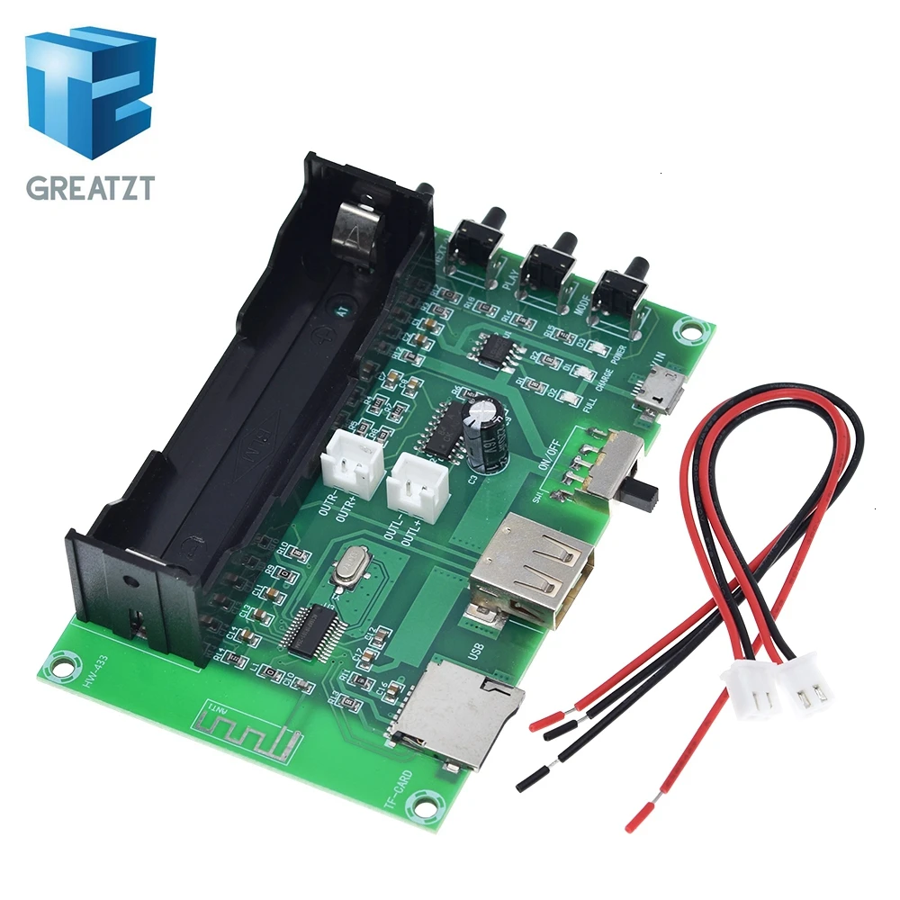 

GREATZT PAM8403 Bluetooth Amplifier audio Board 5W*2 Lithium Battery Singing Machine USB TF-Card Dual Channel Mini Speaker DIY