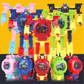 

New Kids Toys Watch Action Figure Bracelet Avengers Iron Man Hulk Batman Block Toy Action Figure Children Christmas Gift