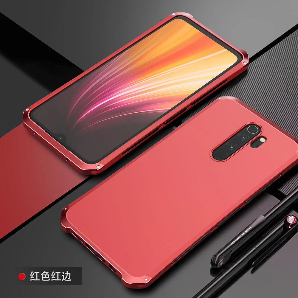 Чехол для Xiaomi Redmi Note 8 Pro алюминиевая металлическая рамка твердый пластиковый чехол на заднюю панель для Xiaomi Redmi Note 8 Pro Fundas идеальное ощущение - Цвет: Темно-красный