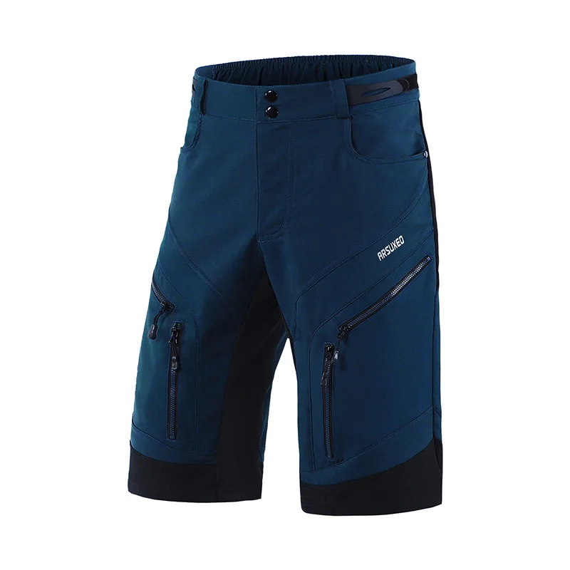 1903 dark blue ARSUXEO, мужские велосипедные шорты, свободный крой, для спорта на открытом воздухе, MTB, для горного велосипеда, для езды на велосипеде, короткие штаны, водонепроницаемые - Цвет: 1903 dark blue
