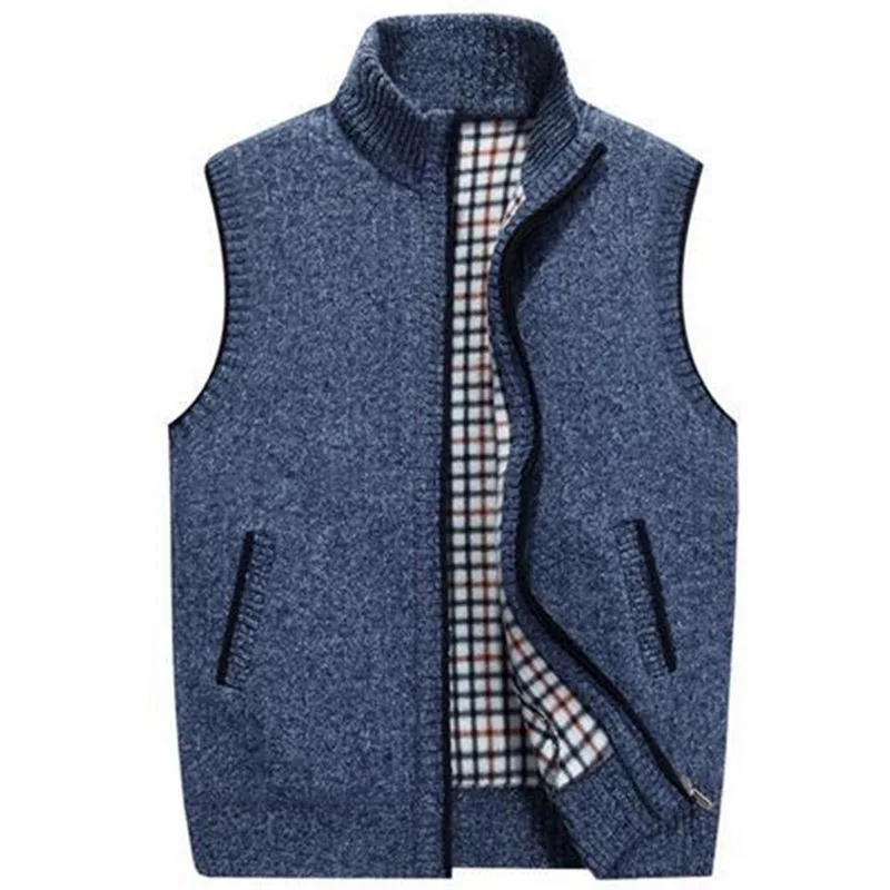 MJARTORIA 2020 New Mens Winter Wool Sweater Vest Mens Sleeveless Knitted Vest Jacket Warm Fleece Sweatercoat 4