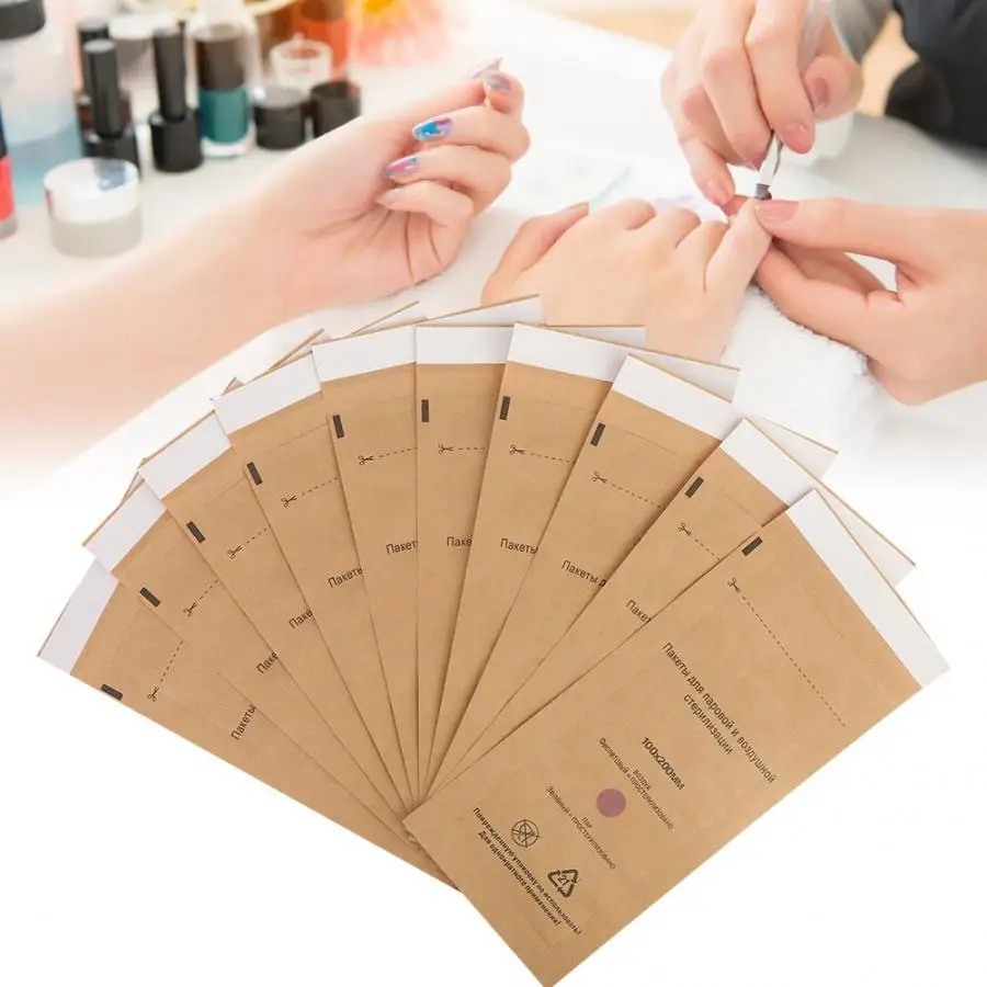 

10Pcs/Set Disposable Sterilization Cosmetics Nail Tool Bag Disinfection Machine Nail Tool Sterilization Bag Manicure Accessory