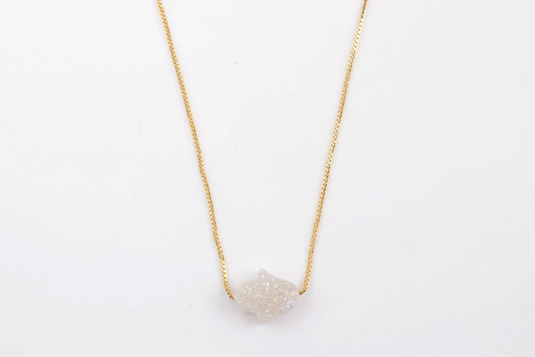 BOROSA Custom Design Druzy ожерелье, 5 шт пальмовый Радужный Титан природные кристаллы бисера 16,5-17 дюймов чокер ювелирные изделия G1891 - Окраска металла: AB natural druzy