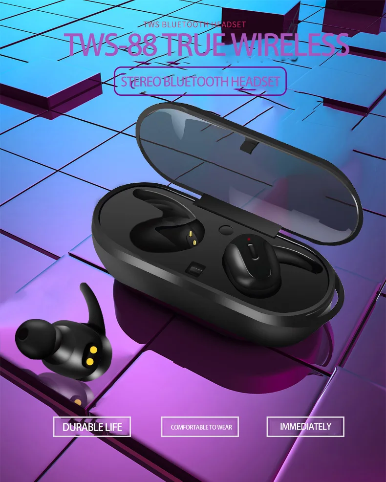 TWS Bluetooth наушники гарнитура 5,0 беспроводные наушники мини-наушники-вкладыши автоматическая загрузка сопряжение с зарядным ящиком