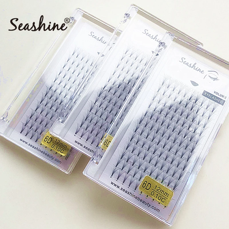 Seashine Lashes Volume Eyelash Extensions Short Stem Handmade Faux Mink Russian Volume Lashes Premade Fans Eyelash Extension premade fans 3d 5d 6d 10d faux mink eyelash extensions 100% handmade synthetic hair russian volume lashes premade fans