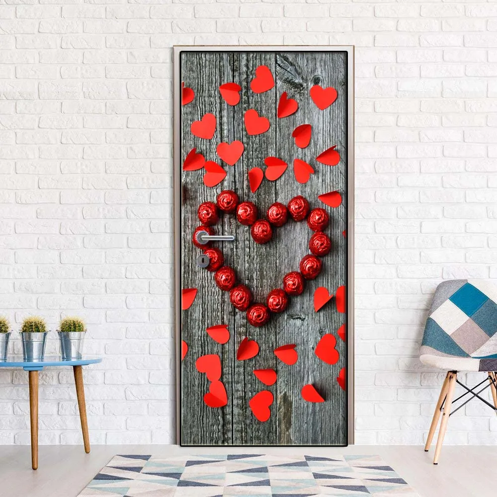 

Creative Door Sticker Love Sign On Wood Door Cover Wall Stickers Kitchen Wallpaper Renew Mural Decal Home Decor