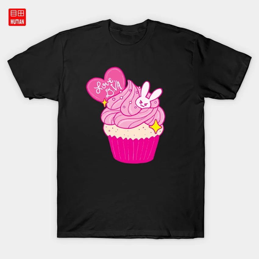Love D.Va Cupcake T-Shirt Sprinkles Dessert Kawaii Heart Food Pastry Cake Sweet Icing Bunny | Мужская одежда