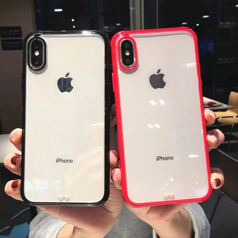 Прочный прозрачный мягкий ТПУ границы крышка флип чехол для телефона iPhone 6/6s/8/11