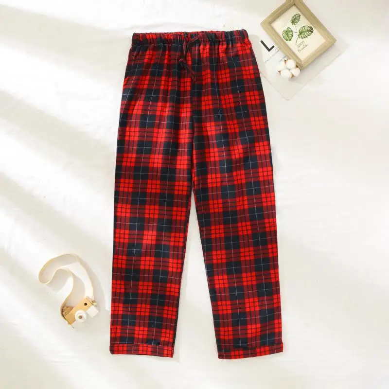 Pajama Pants Plaid Design Autumn Winter Sleeping Pants for Women's Cotton Flannel Long Trousers Home Loungewear Pyjama Femme sleep bottoms