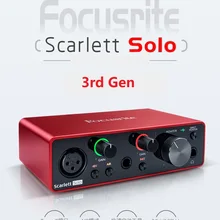 Модернизированный Focusrite Scarlett Solo(3-го поколения) USB аудио гитарный интерфейс Запись Звуковая карта, режим воздуха 24 бит/192 кГц AD-конвертер