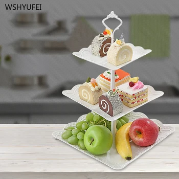 

3 layer white cake dessert shelf afternoon tea wedding plate party tableware tray baking tray cake shop cake rack storage tray