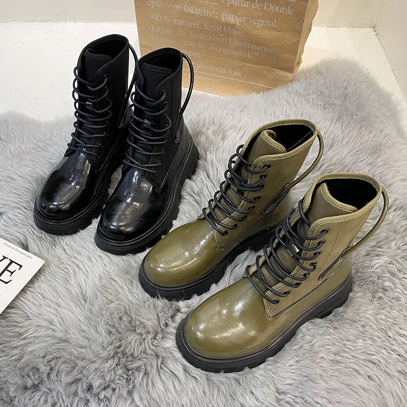 2022 Fashion New Thick-soled Boots Autumn and Winter Thin Section Breathable Middle Tube All-match Motorcycle Short Boots Women