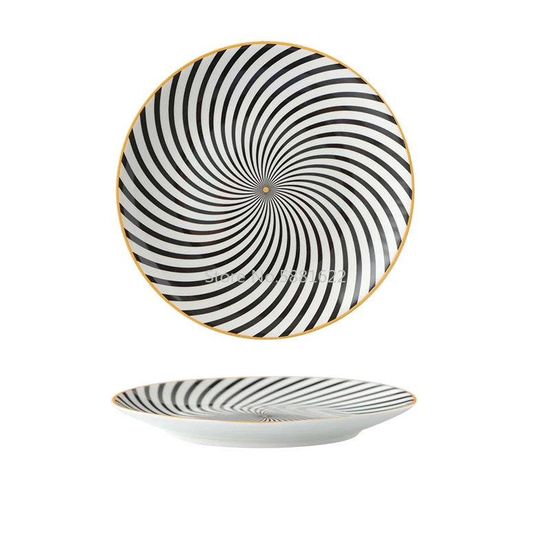 Tableware Ceramic Dinner Plate Set Dish 8/10 Inch Porcelain Cute Dessert Plate Dinnerware Geometric Western Food Steak
