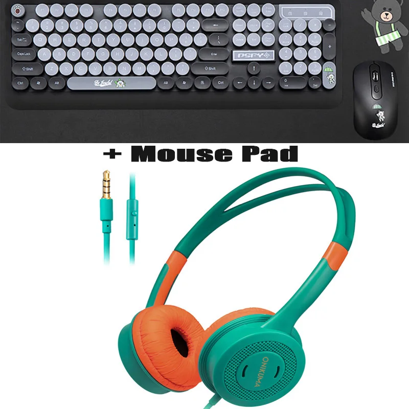 4 pcs Mashup D Детская компьютерная беспроводная Bluetooth игровая клавиатура тонкая мышь коврик для мыши с 85дб Защита слуха наушники лучший озорной мальчик подарок - Цвет: 4 pcs Mashup D