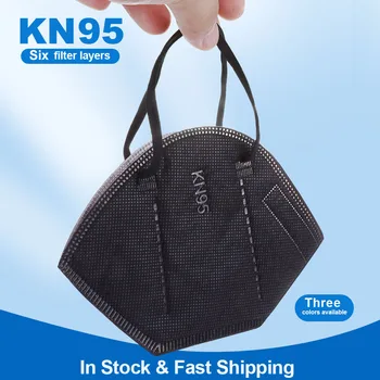 

6 Layers KN95 Black Mask Safety Dust Respirator Kn95Mask Face Protective Reusable Mouth Masks FFP2 FFP3