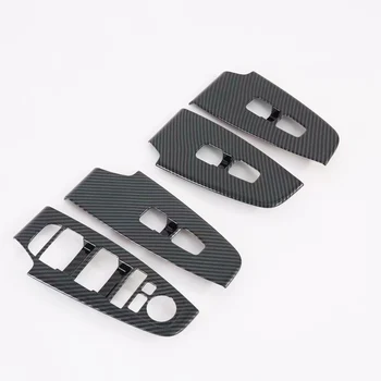 

For Kia Seltos 2019 2020 Carbon Fiber Window Lift Switch Cover Trim Inside Armrest Frame Decoration Interior Car Accessories
