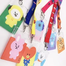 Bangtan – porte cartes pour garçons, Transparent, sangle à main, carte d'identité, Bus, dessin animé