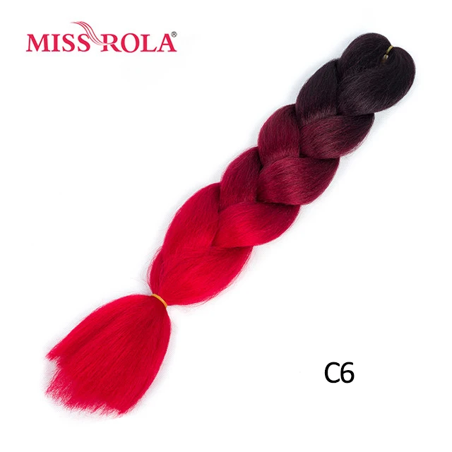Miss Rola Synthetic Support Wholesale 100g 24 Inch Jumbo BraidsPink Green Yellow High Temperature Fiber Ombre Hair Extensions C6