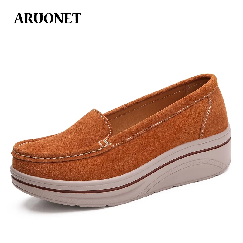 

AURONET Solid Black Blue Autumn Platform Shoes Woman Fashion Sneakers Lace Up Thick Sole Chunky Shoes Sneaker Tenis Feminino