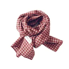 Унисекс для маленьких мальчиков и девочек, клетчатый шарф из хлопка и льна, Детская осенняя шаль, шарфы 95AB
