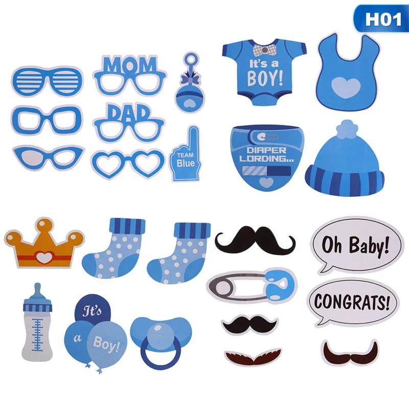 25 шт./компл. Photo Booth Baby Shower его мальчик девочка день рождения украшение для вечеринок Реквизит для фотобудки пол раскрывающий DIY - Цвет: H01