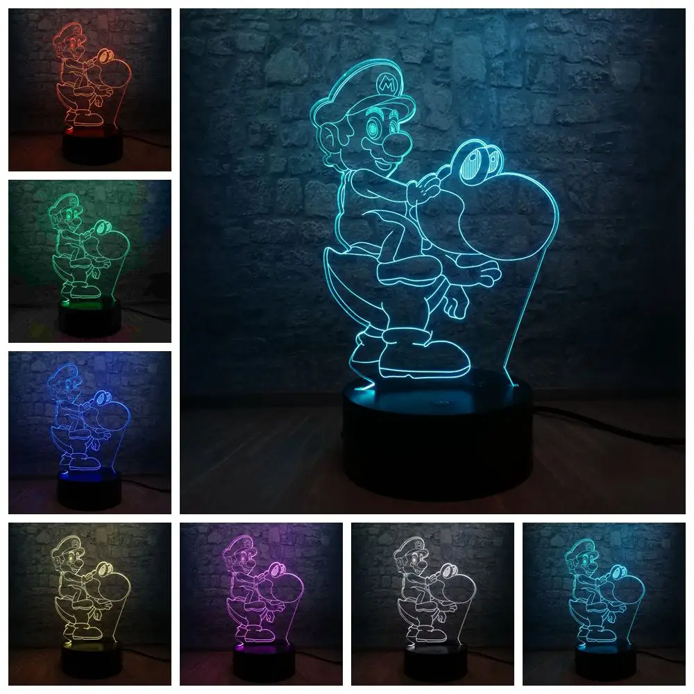 Прямая Супер Марио Йоши 3D светодиодный USB лампа мультяшная игра фигурка детская Лава настольная ночник ребенок новинка подарок домашний декор - Испускаемый цвет: style 7