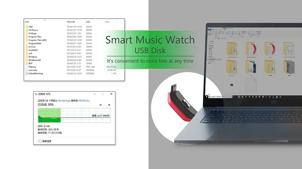 YD618 Смарт-часы Bluetooth музыкальный браслет 0,9" IP68 Водонепроницаемый 512 Мб U дисковая карта MP3 Воспроизведение музыки Пульс Для Android IOS