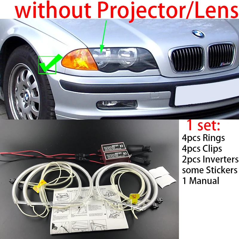 Faro Halógeno Para Coche, Kit De Luces Led De Ojos De Ángel, Excelente  Iluminación Ultra Brillante Drl, Para Bmw Serie 3 E46 Sedán Facelift  2001-2005 - Accesorios De Luces Para Coche - AliExpress