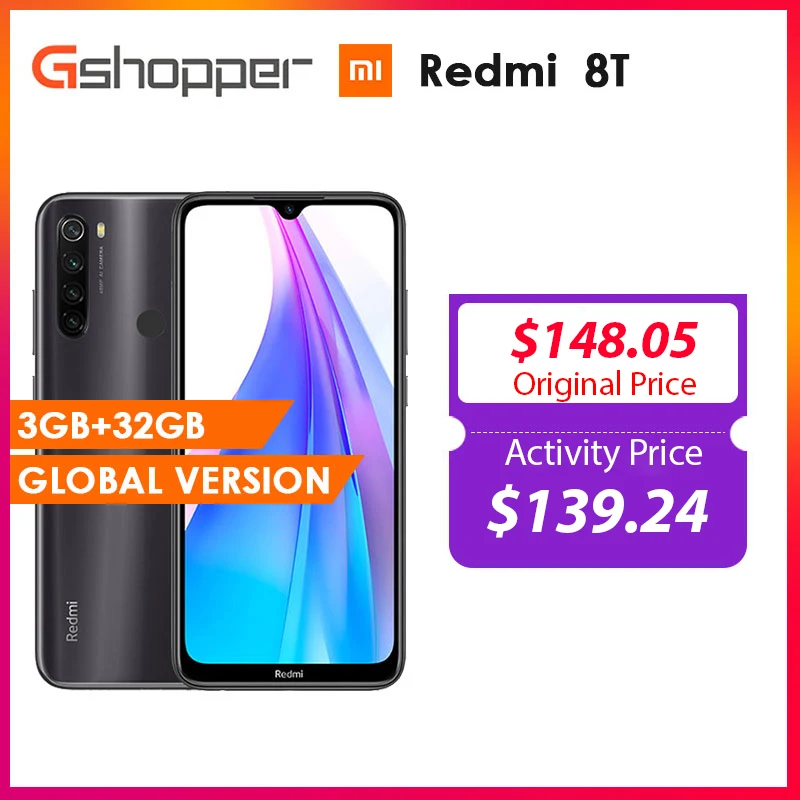 Xiaomi Redmi Note 8T смартфон с 5,5-дюймовым дисплеем, восьмиядерным процессором Snapdragon 665, ОЗУ 3 ГБ, ПЗУ 32 ГБ, 4000 мАч Xiaomi Redmi Note 8T смартфон с 5,5-дюймовым дисплеем, восьмиядерным процессором Snapdragon 665, ОЗУ 3 ГБ, ПЗУ 32 ГБ, 4000 мАч