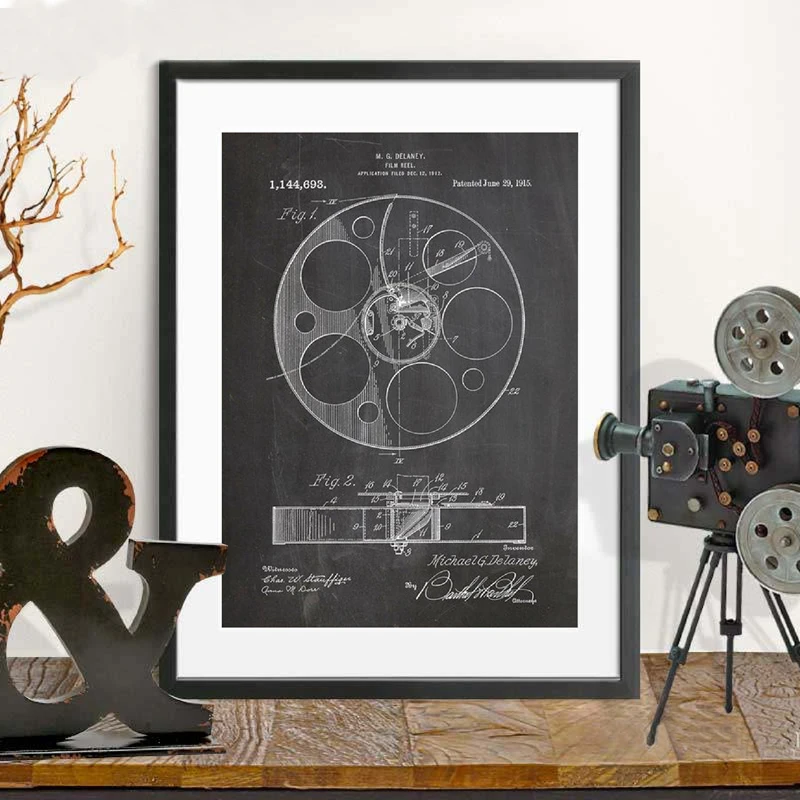 Cinema Patent Film Reel Posters And Prints Cinema Wall Art Pictures Canvas Painting Movie Lover Gift Idea Home Wall Decoration Painting Calligraphy Aliexpress