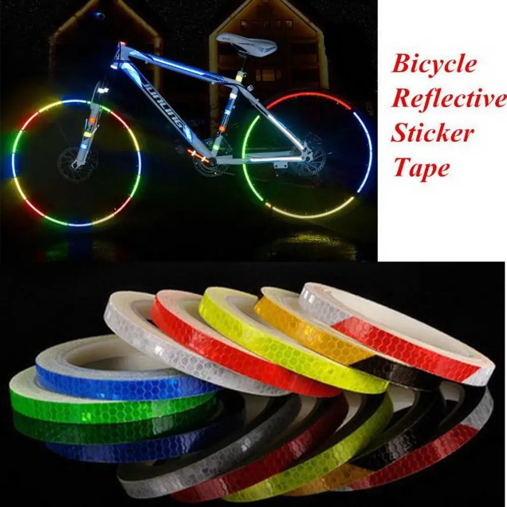 

1cm*8m Motorcycle Bicycle Reflective Sticker Safety Warning Rim Decal Tape Reflective Arrow Tape Fluorescent Reflecting Tape