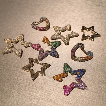 

ACCKING Luxury new CZ Full Micro inlay ear clip colorful Women Bridal Wedding Engagement Earring Dubai accessory