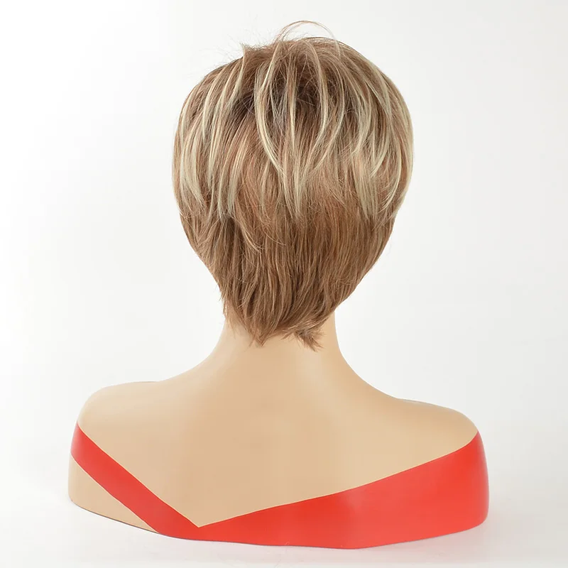 MSIWIGS короткий Пушистый прямой синтетический парик 1" с натуральным челкой Пикси срезанный с моментами для женщин