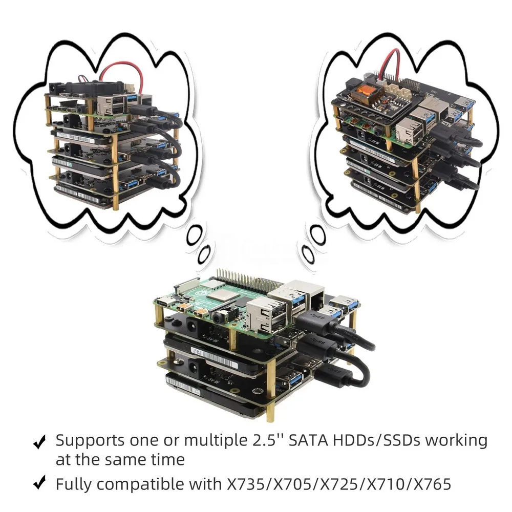 Raspberry Pi SATA, 2 шт стекируемые X828 2," SATA HDD/SSD кластерная Плата расширения для хранения+ блок питания для Pi 4 Модель B/3B+/3B