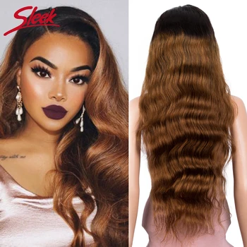 

Sleek Brazilian Remy Lace Front Human Hair Wigs Long 30 Inch Body Wave Ombre T1B/30 150% Density Wigs Pre Plucked With Baby Hair
