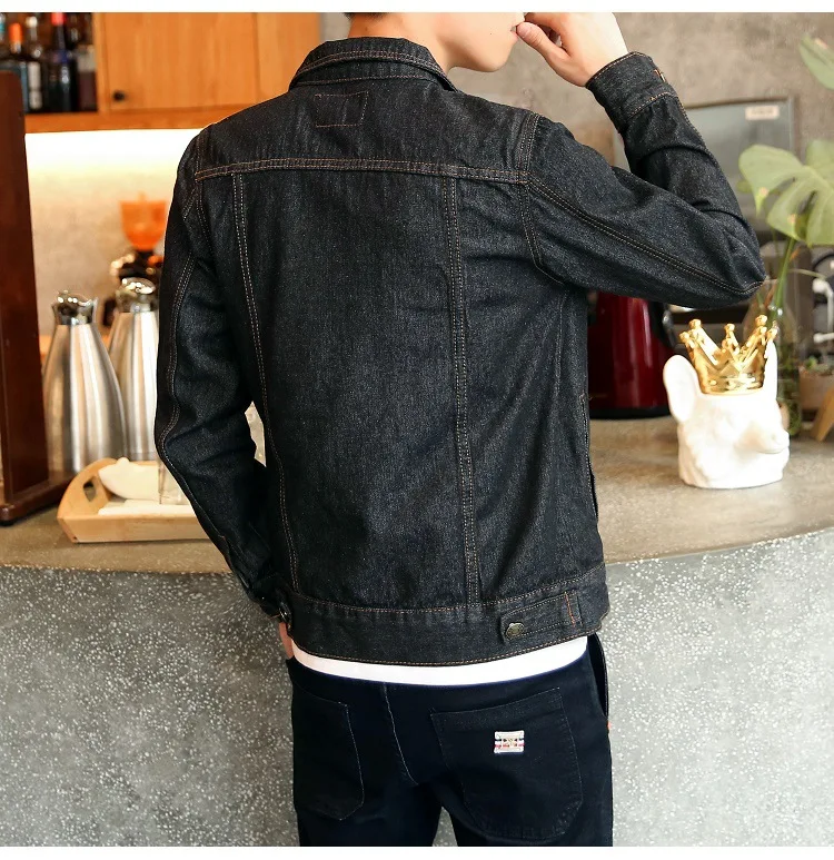 Classic Black Blue Jeans Jacket Men's Spring Autumn Casual Slim Fit Bomber Jackets Men Cowboy Denim Jacket Outwear M-4XL