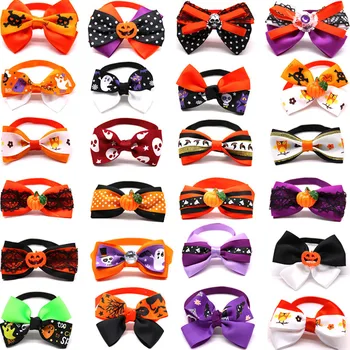 

50pcs Halloween Pet Puppy Dog Cat Bowties Bow Ties Adjustable Dog Bow Ties Dog Accessories Pet Supplies