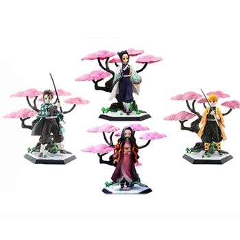 

Demon Slayer Nezuko Zenitsu Action Figure Toys Statue Anime Kimetsu no Yaiba Nezuko Sakura Scene Figurine Colletable Model Toy