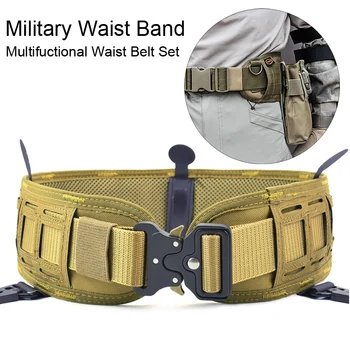 

Adjustable Training Military Tactical Belt Set Man Police Tactical Belt Molle Waist Support Band Combat Hunting CS Outdoor Duty