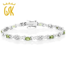 GemStoneKing 4,00 карат натуральный Перидот 925 пробы серебро теннисная шкатулка для браслетов застежка для женщин