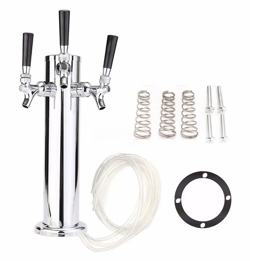 Три крана Серебряная пивная башня из нержавеющей стали с тройной пивной кран