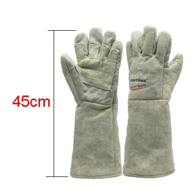 500 Degree High Temperature Resistant Gloves Flame retardant Fireproof Anti-scalding Industry Labor Safety Heat insulated Gloves - Color: Red