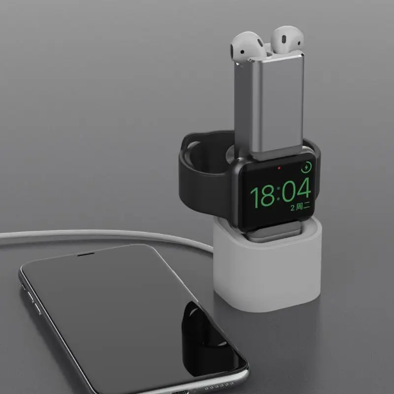 Алюминиевый 2в1 USB зарядное устройство зарядный адаптер док-станция держатель Подставка для Airpods 1/2 для Apple Watch Series 1/2/3/4
