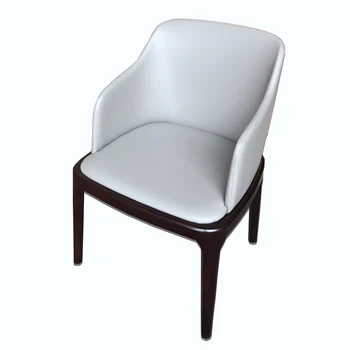 

Solid wood dining chair American leather fabric leisure chair creative modern minimalist new Chinese restaurant chair Grace chai