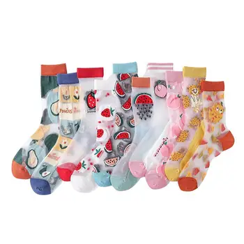 

Women Girls Ankle Socks Summer Ultrathin Sweet Candy Comfortable Socks Cotton Elastic Color Transparent Breathable L1L2