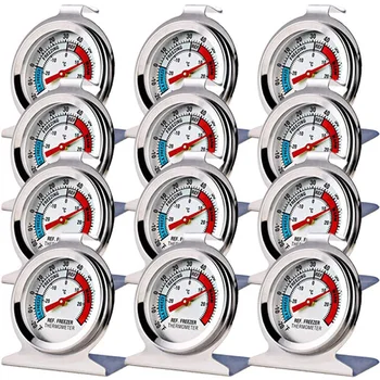 

12 Pack Refrigerator Freezer Thermometer Large Dial Thermometer with Red Indicator Thermometer for Freezer Refrigerator