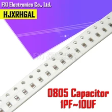 100 шт. 0805 smd конденсатор с алюминиевой крышкой Керамическая 1PF-10UF 20PF 220PF 330PF 680PF 4.7NF 22NF 33NF 10NF 220NF 1 мкФ 2,2 мкФ 4,7 мкФ 10 мкФ конденсаторы