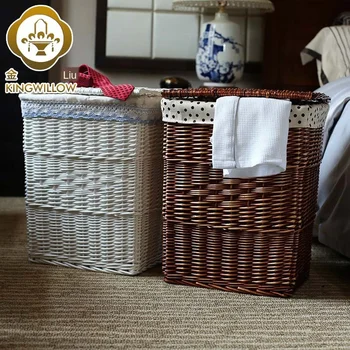 

Pure handmade creative wicker golden willow modern auspicious square wicker laundry basket storage basket
