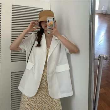 

Coats and Jackets Women Summer 2020 Korean New Candy Color Multi Color Thin Loose Thin Short Sleeve Suit Jacket