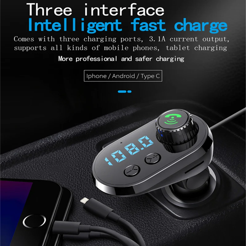 Автомобильный комплект Bluetooth 5,0 FM передатчик беспроводной Hands Free авто ЖК дисплей MP3 плеер быстрое зарядное устройство FM модулятор автомобильные аксессуары